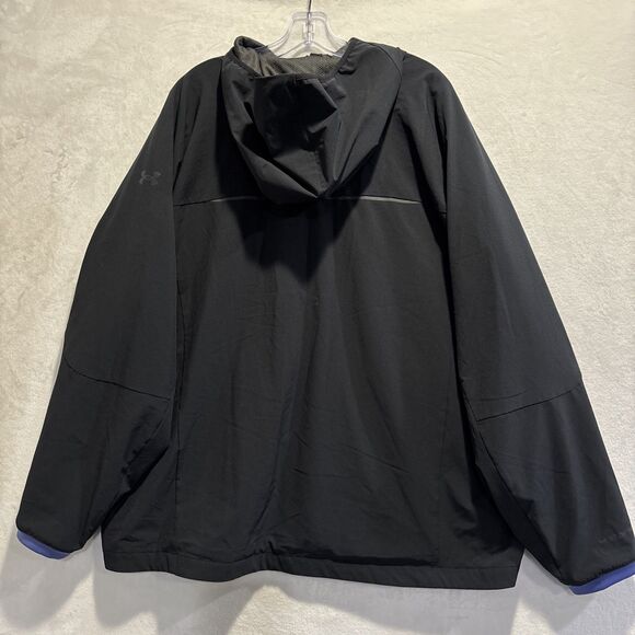 Under Armour Windbreaker Storm Hoodie Mesh Lined Black Mens XXL Outdoor Full Zip - Picture 8 of 16
